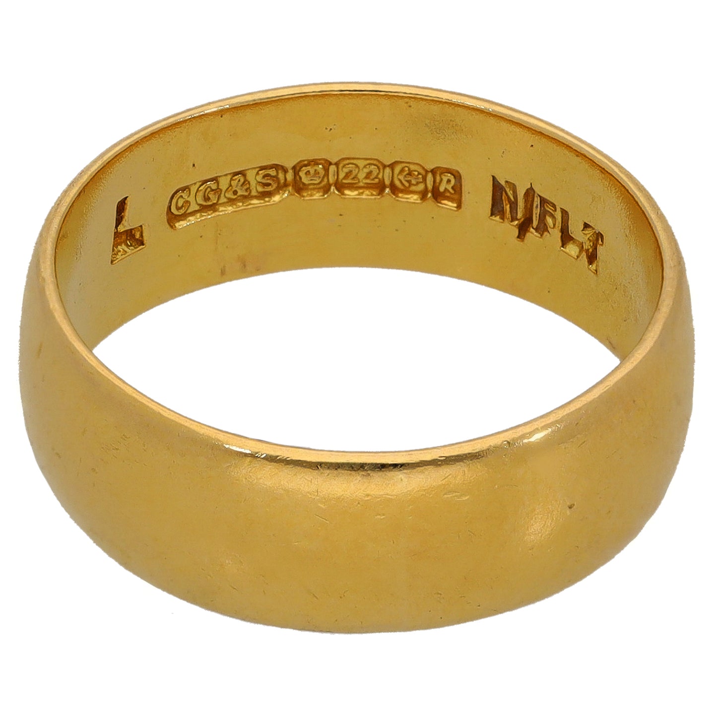 22ct Gold Plain Wedding Ring Size N