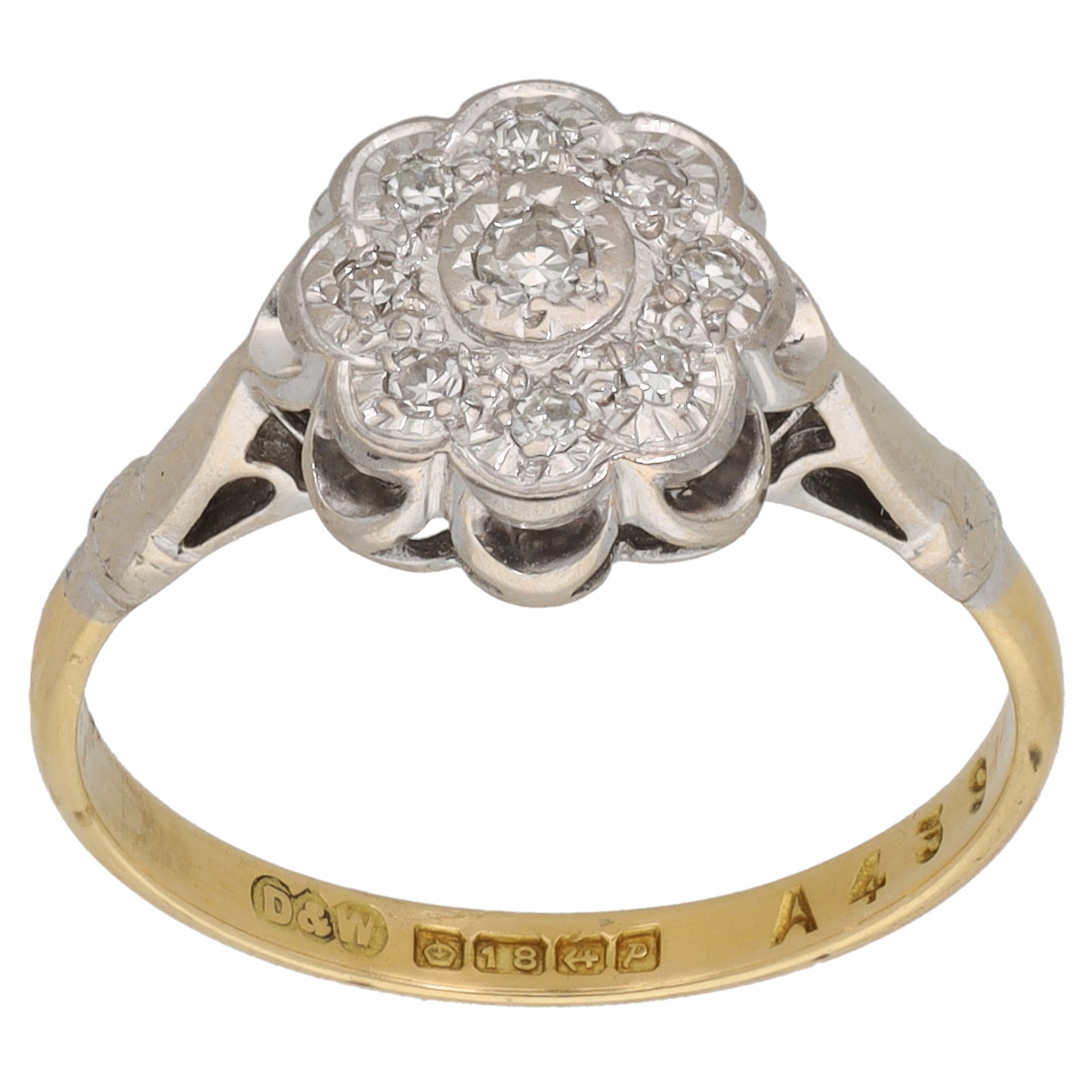 18ct Bicolour Gold 0.10ct Diamond Dress/Cocktail Ring Size N