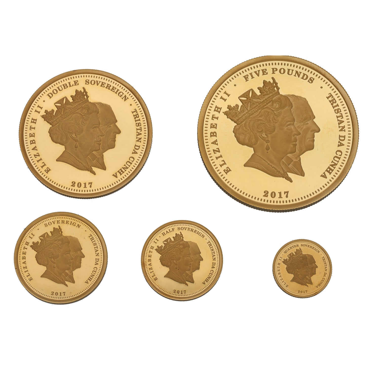 22ct Gold Elizabeth & Phillip 5 Coin Definitive Coin Set 2017