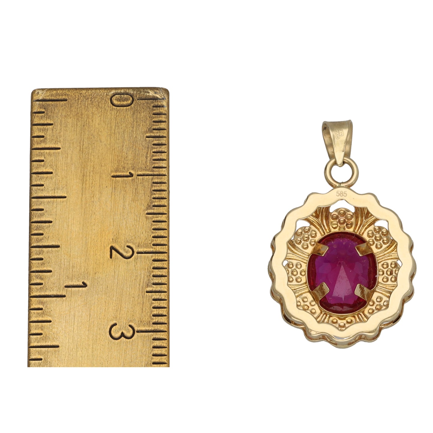 14ct Gold Imitation Gem Single Stone Pendant