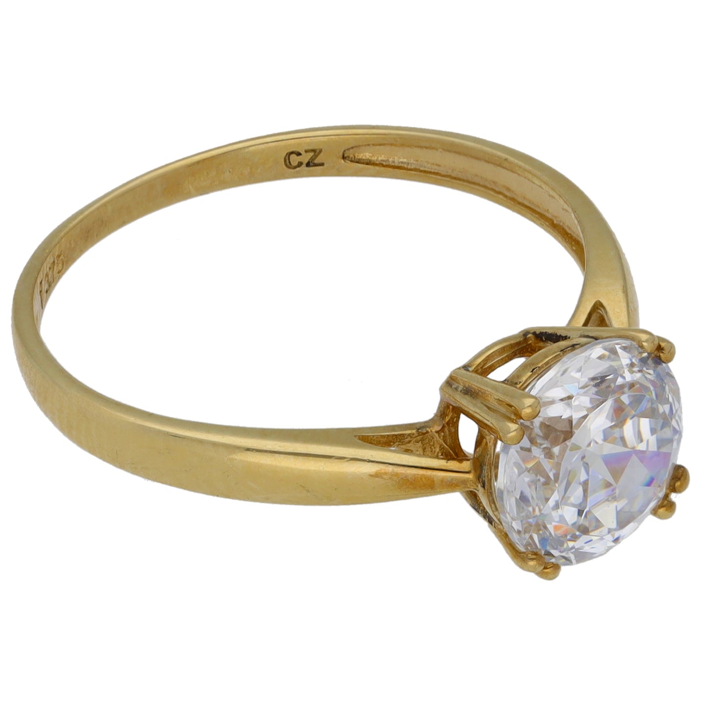 9ct Gold Cubic Zirconia Single Stone Ring Size R
