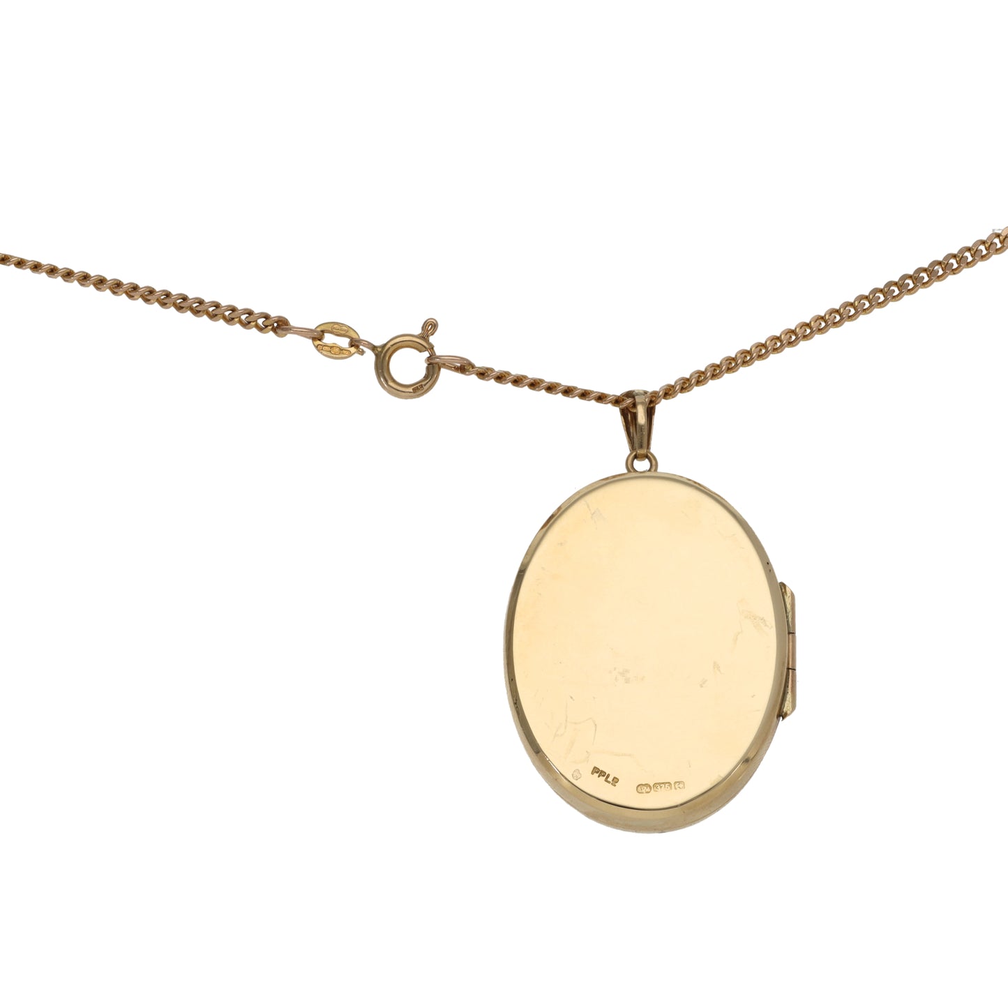 9ct Gold Patterned Locket Pendant With Chain