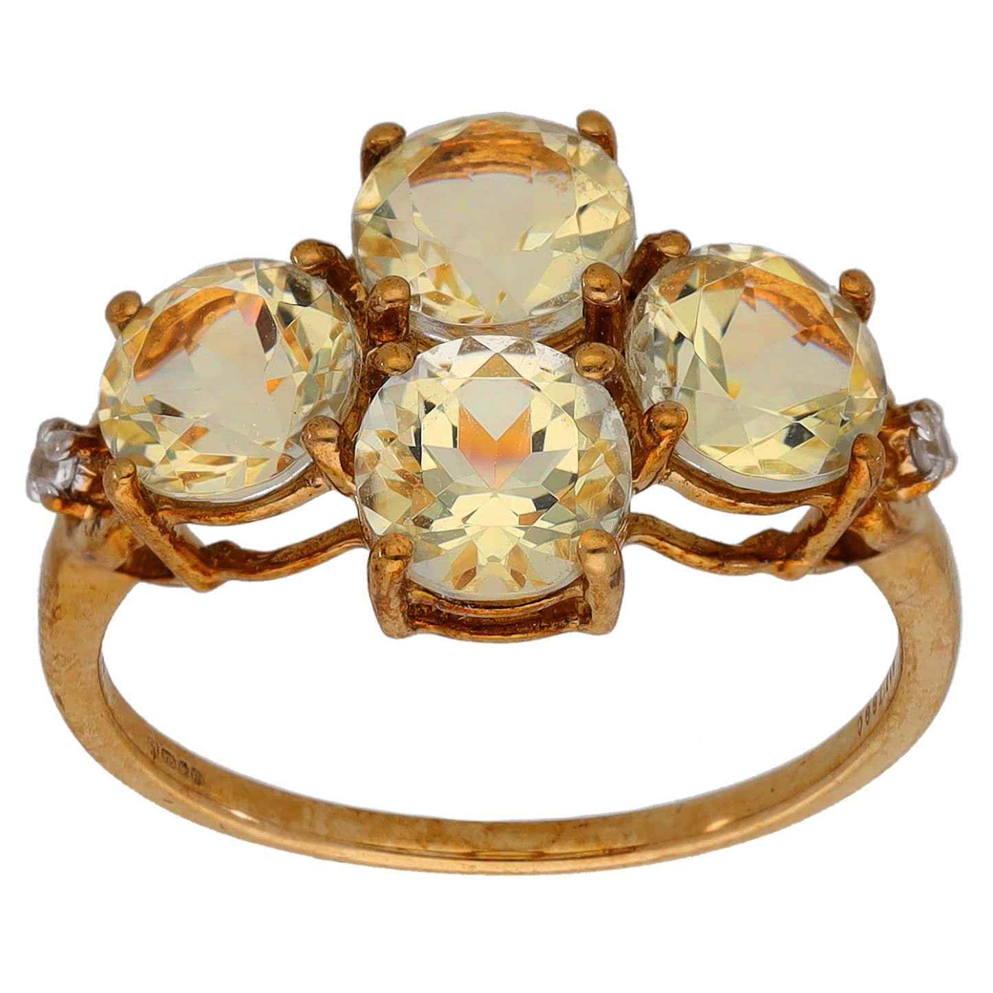 9ct Gold Feldspar & Imitation Gems Dress/Cocktail Ring Size N