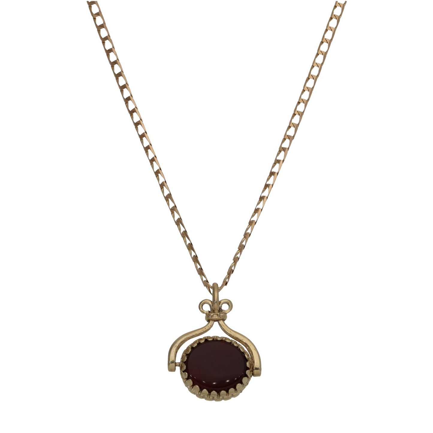 9ct Gold Tiger's Eye & Carnelian Fob Pendant