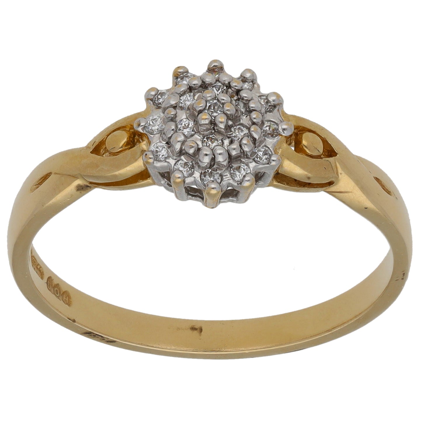 14ct Gold Cubic Zirconia Cluster Ring Size Q