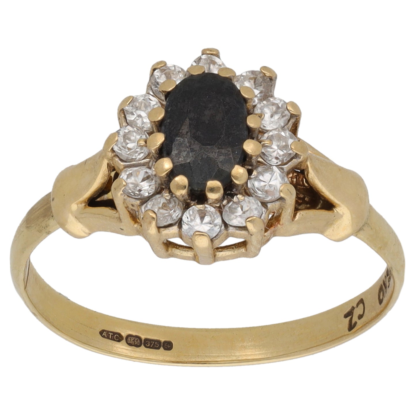 9ct Gold Sapphire & Cubic Zirconia Dress/Cocktail Ring Size O