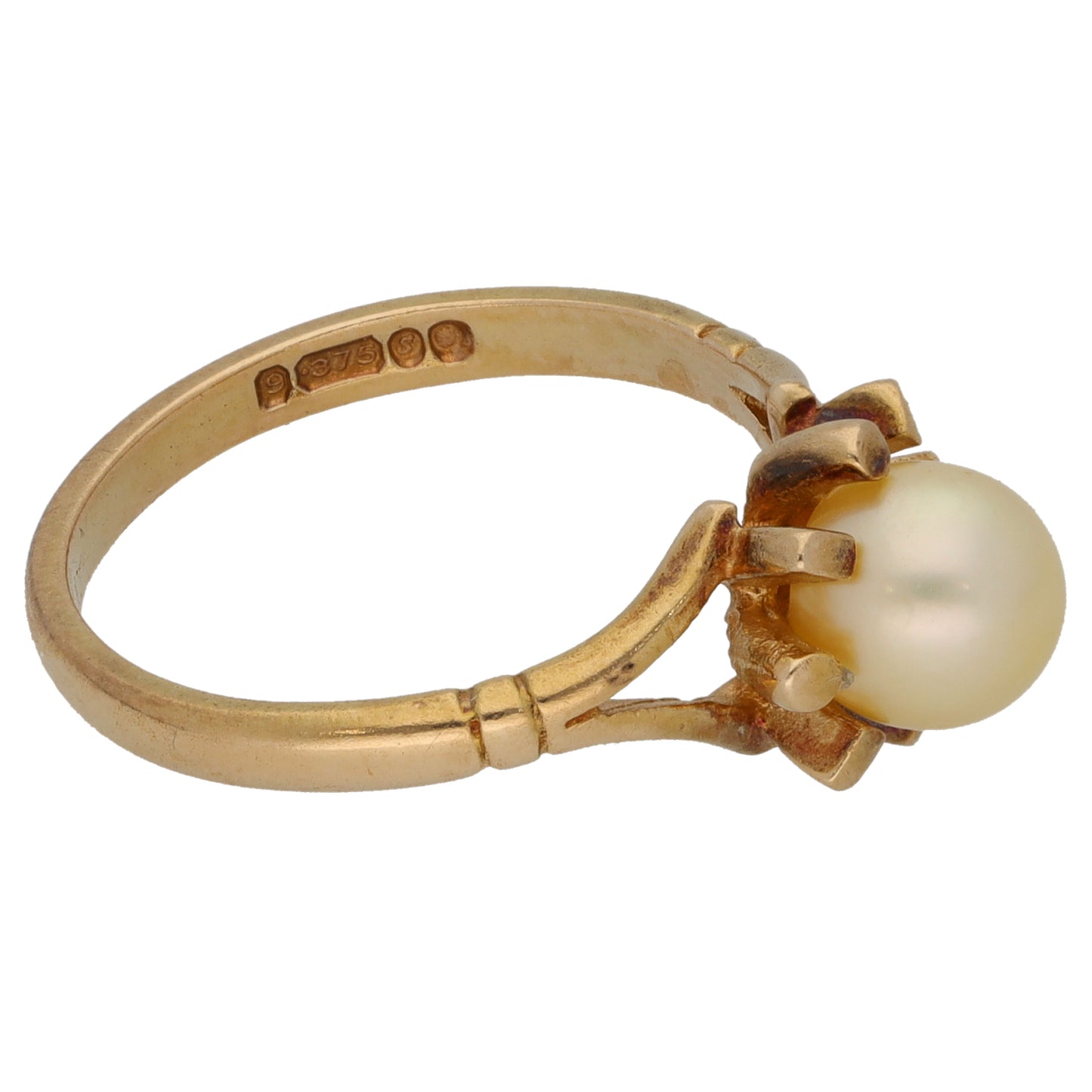 9ct Gold Cultured Pearl Single Stone Ring Size M