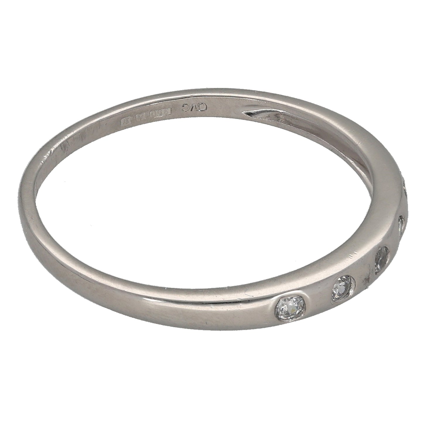 Platinum Cubic Zirconia Half Eternity Ring Size S