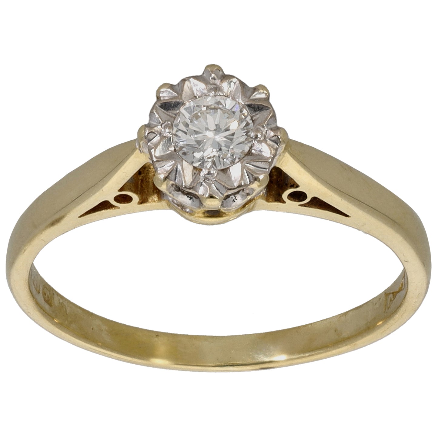 18ct Gold 0.15ct Diamond Solitaire Ring Size M
