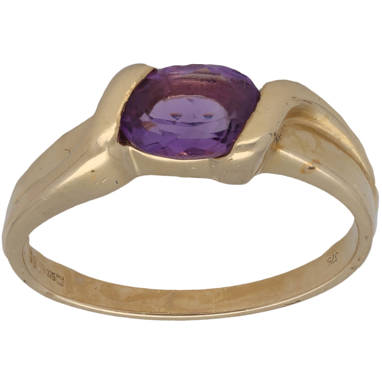 9ct Gold Amethyst Single Stone Ring Size Q
