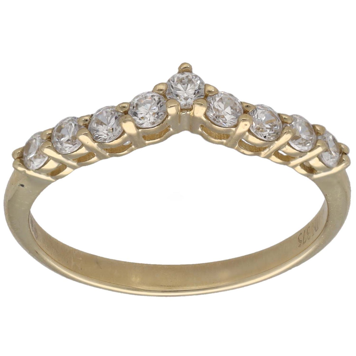 9ct Gold Cubic Zirconia Wishbone Ring Size N