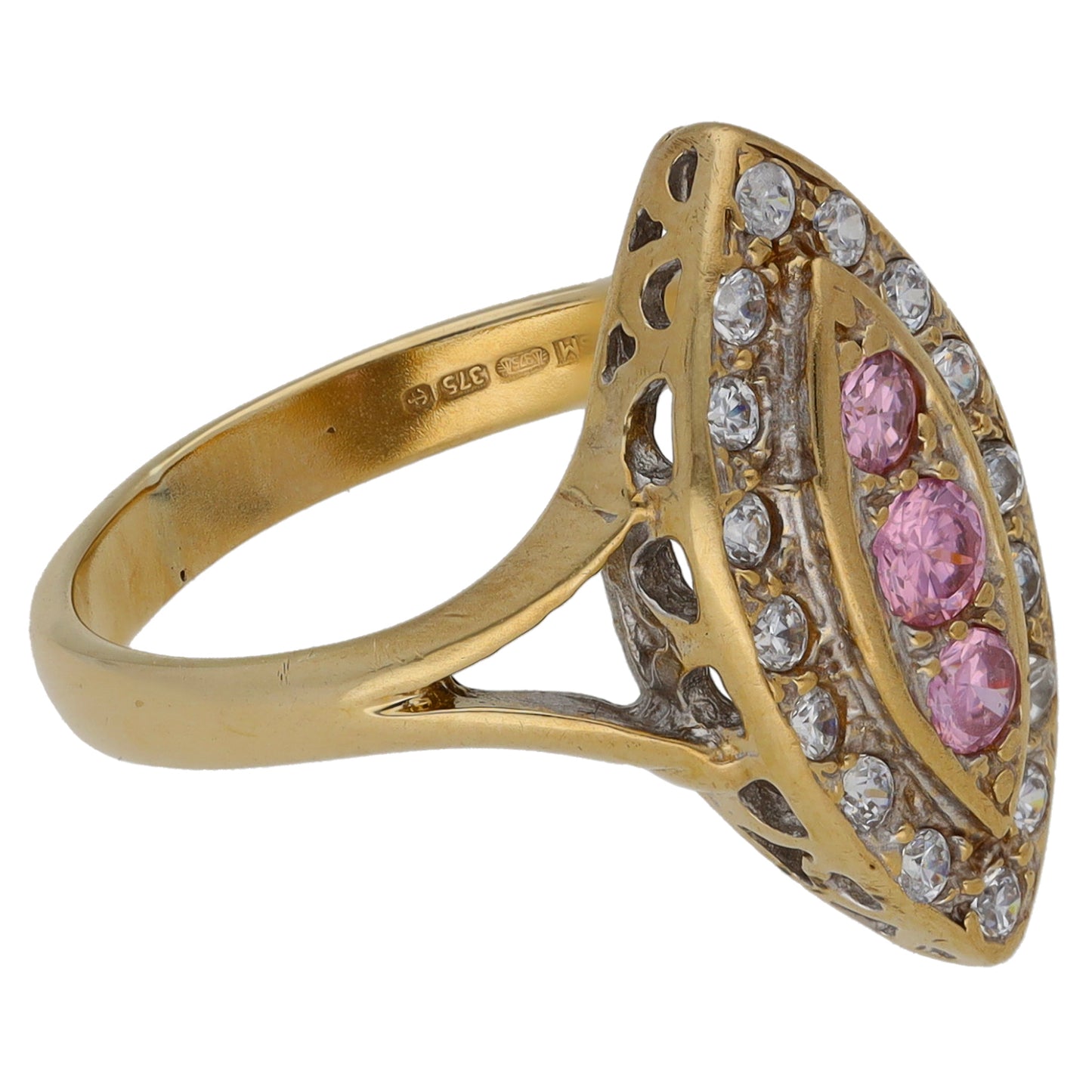 9ct Gold Cubic Zirconia Dress/Cocktail Ring Size M