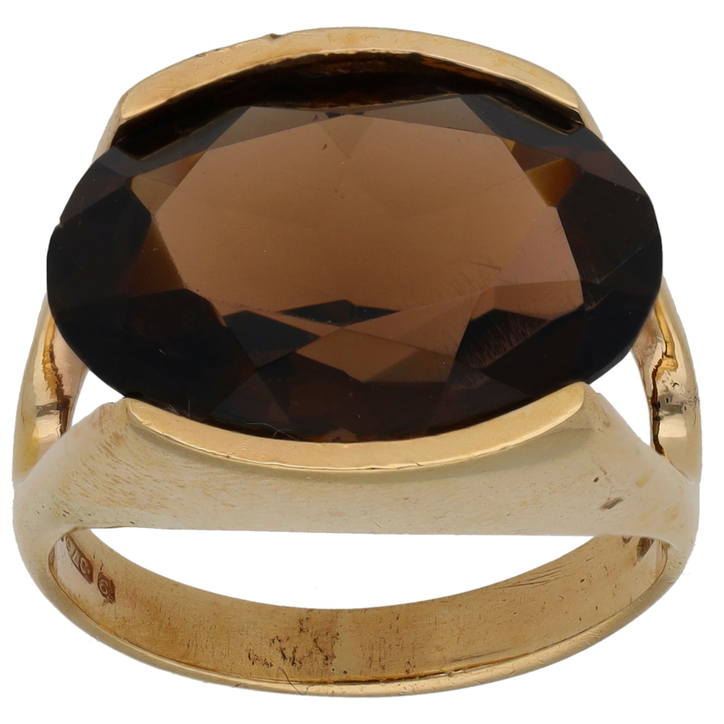 9ct Gold Smoky Quartz Single Stone Ring Size M