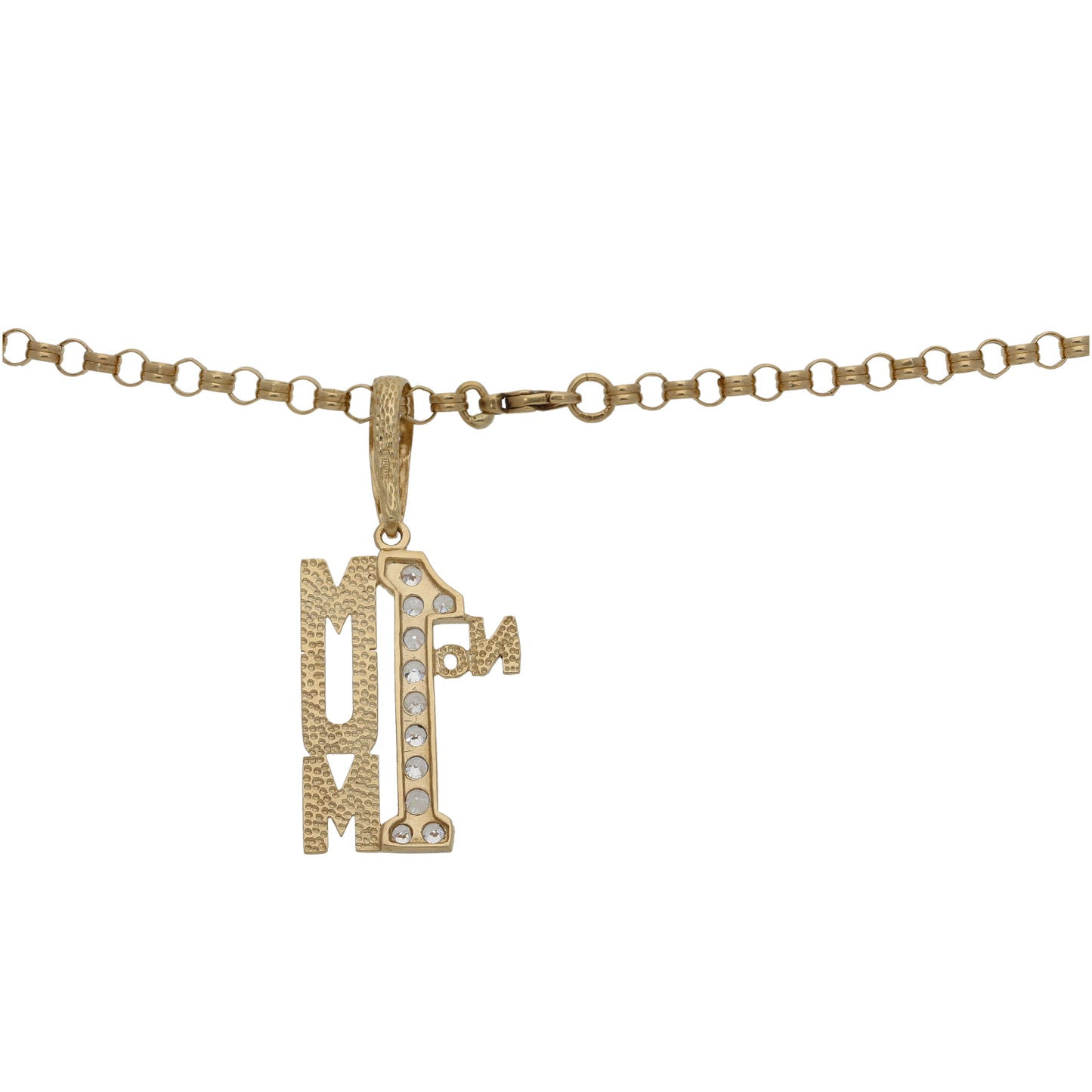 9ct Gold Cubic Zirconia No.1 Mum Pendant With Chain