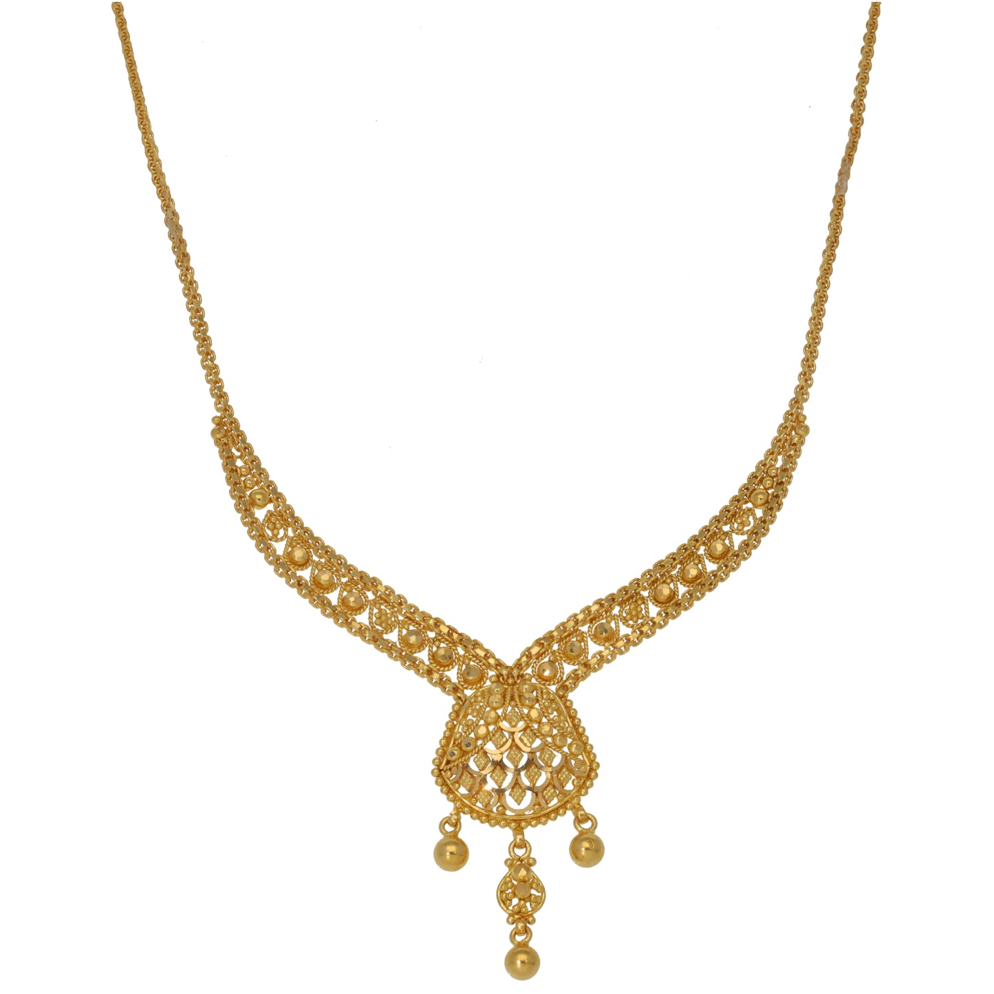 New 22ct Gold Filigree Pendant Necklace 18"