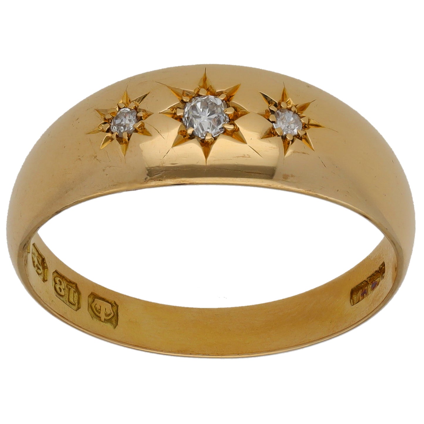 18ct Gold 0.06ct Diamond Trilogy Ring Size P