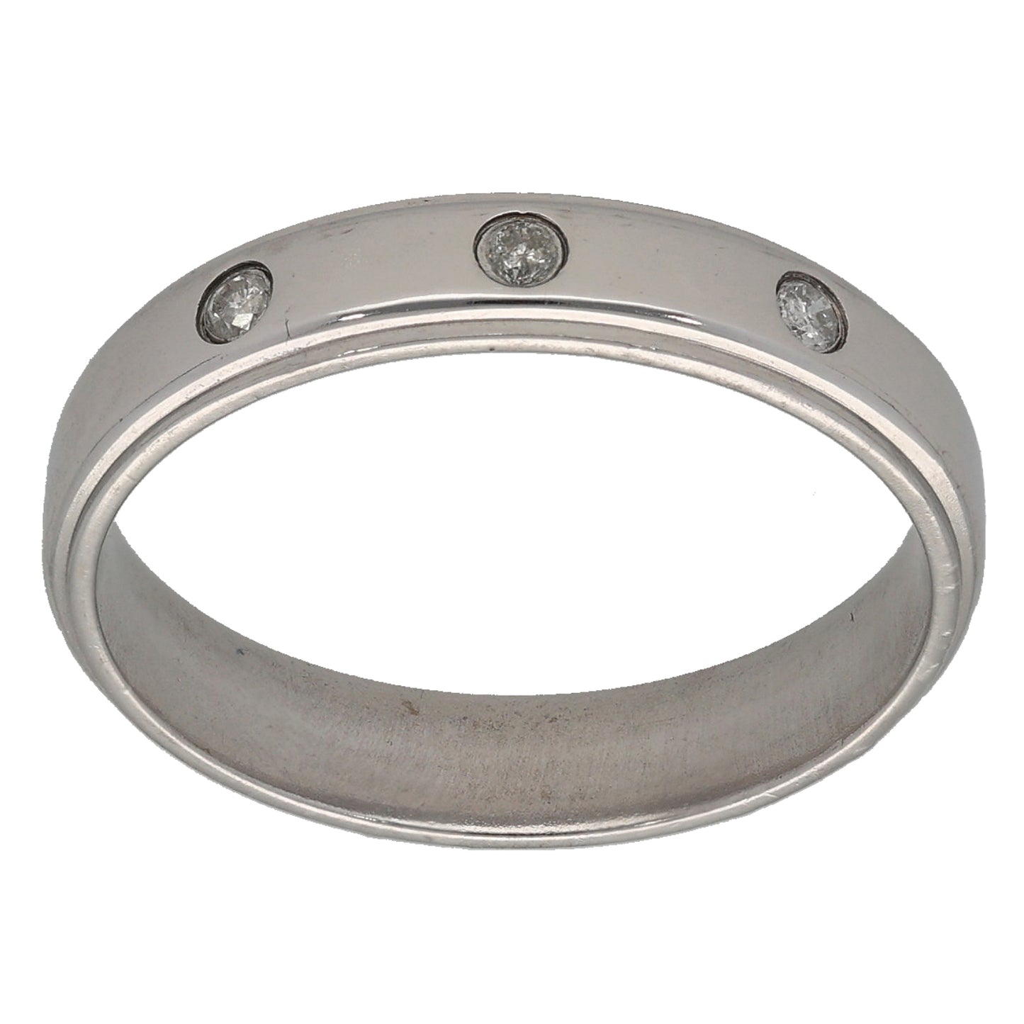 9ct White Gold 0.06ct Diamond Patterned Wedding Ring Size R