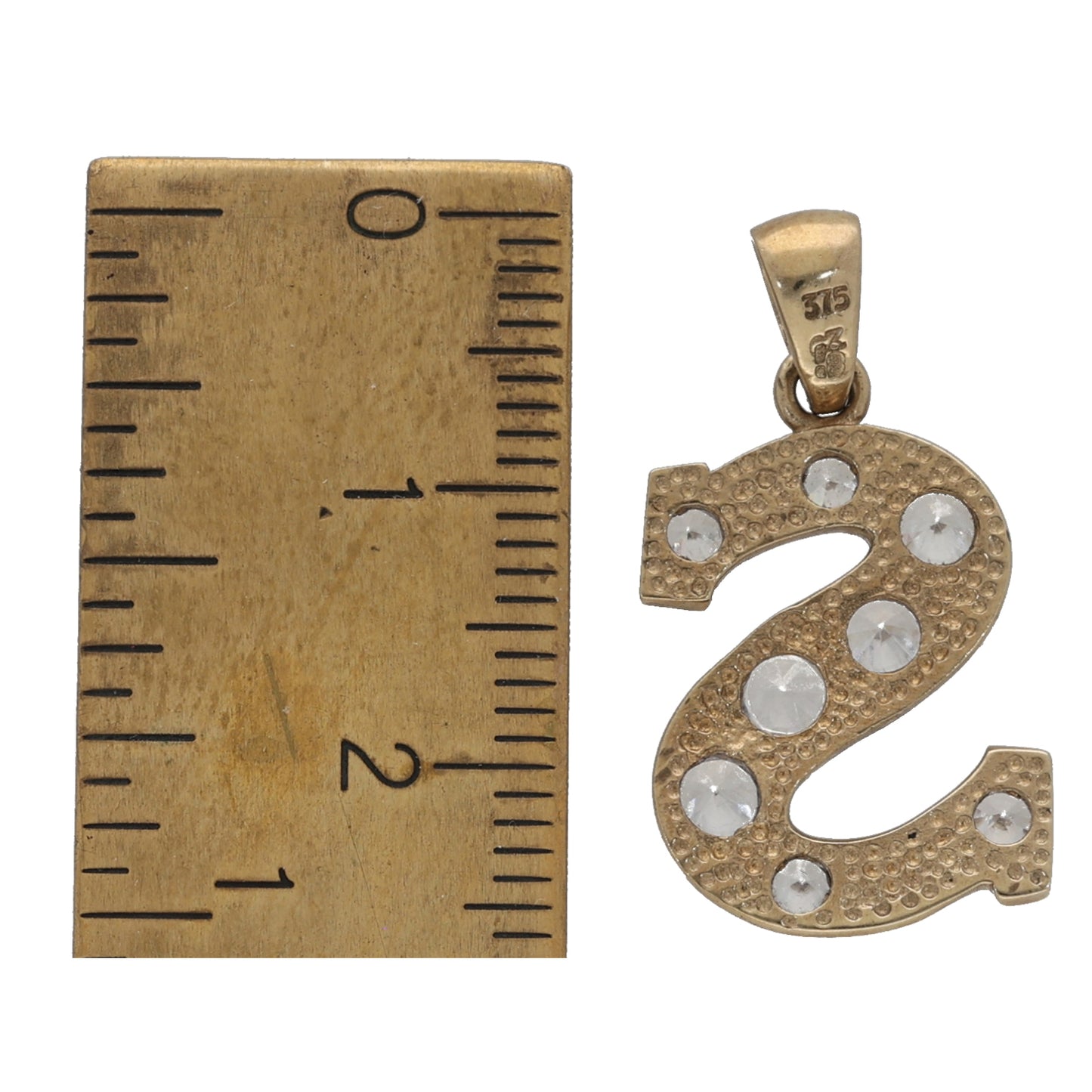 9ct Gold Cubic Zirconia Initial 'S' Pendant