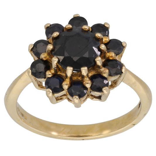 9ct Gold Sapphire Cluster Ring Size N