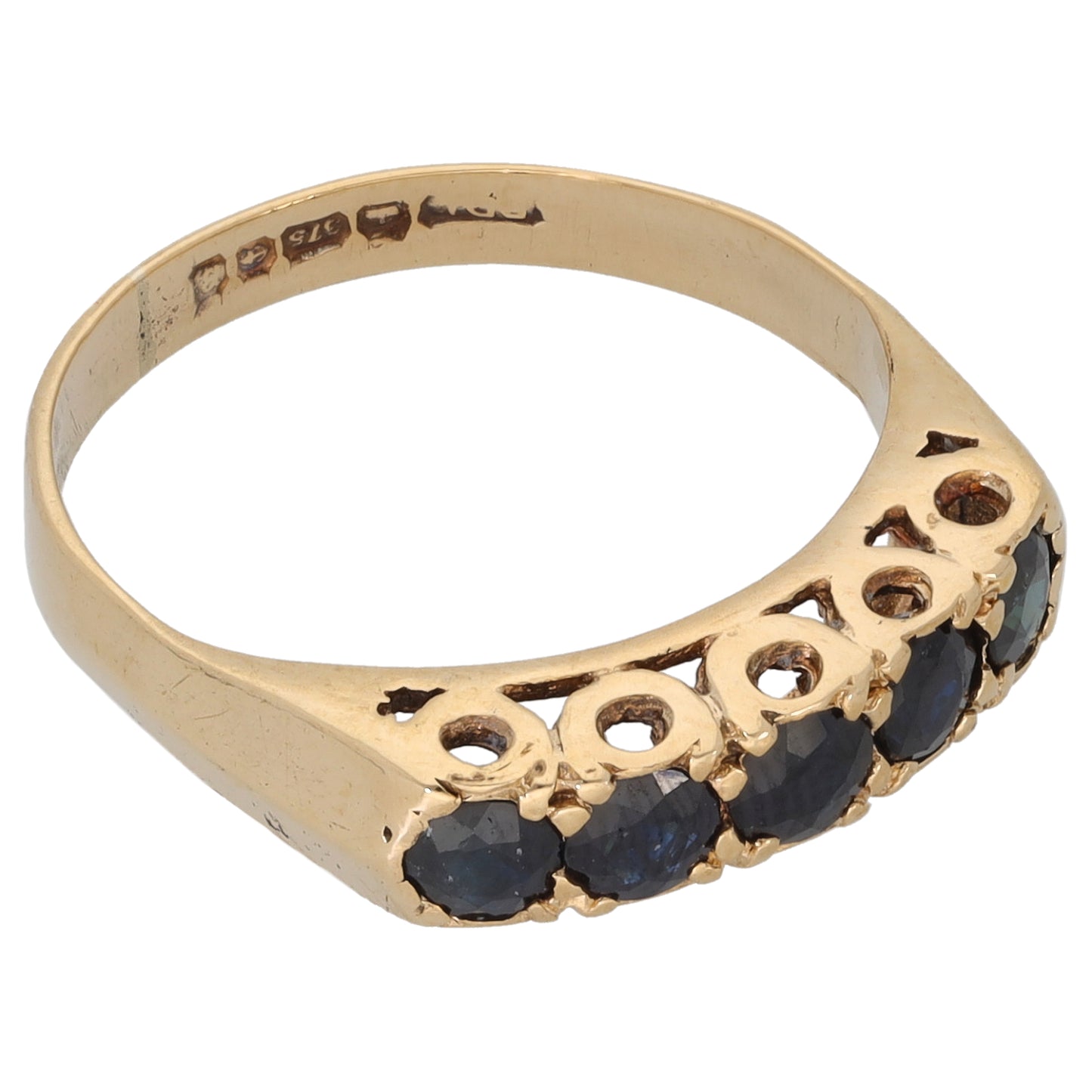 9ct Gold Sapphire Half Eternity Ring Size N