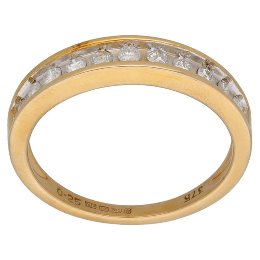 9ct Gold 0.15ct Diamond Half Eternity Ring Size M