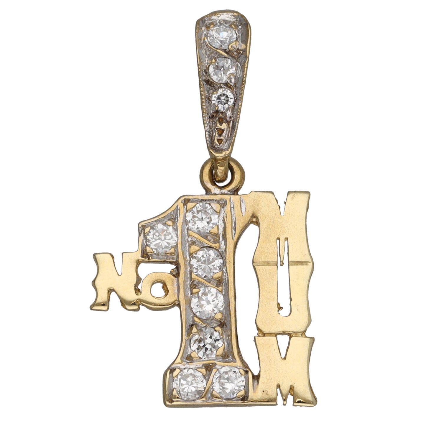 9ct Gold Cubic Zirconia Number 1 Mum/Mother Pendant