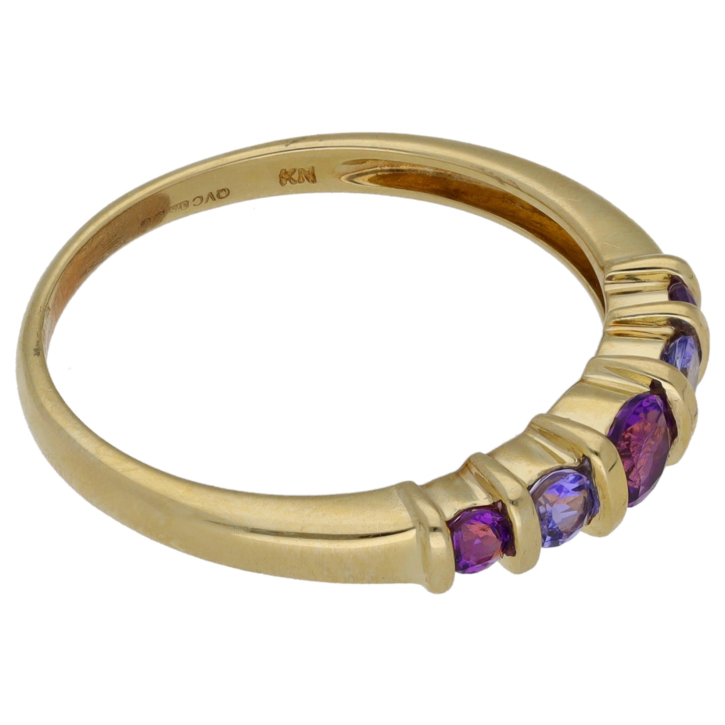 9ct Gold Amethyst & Tanzanite Half Eternity Ring Size T