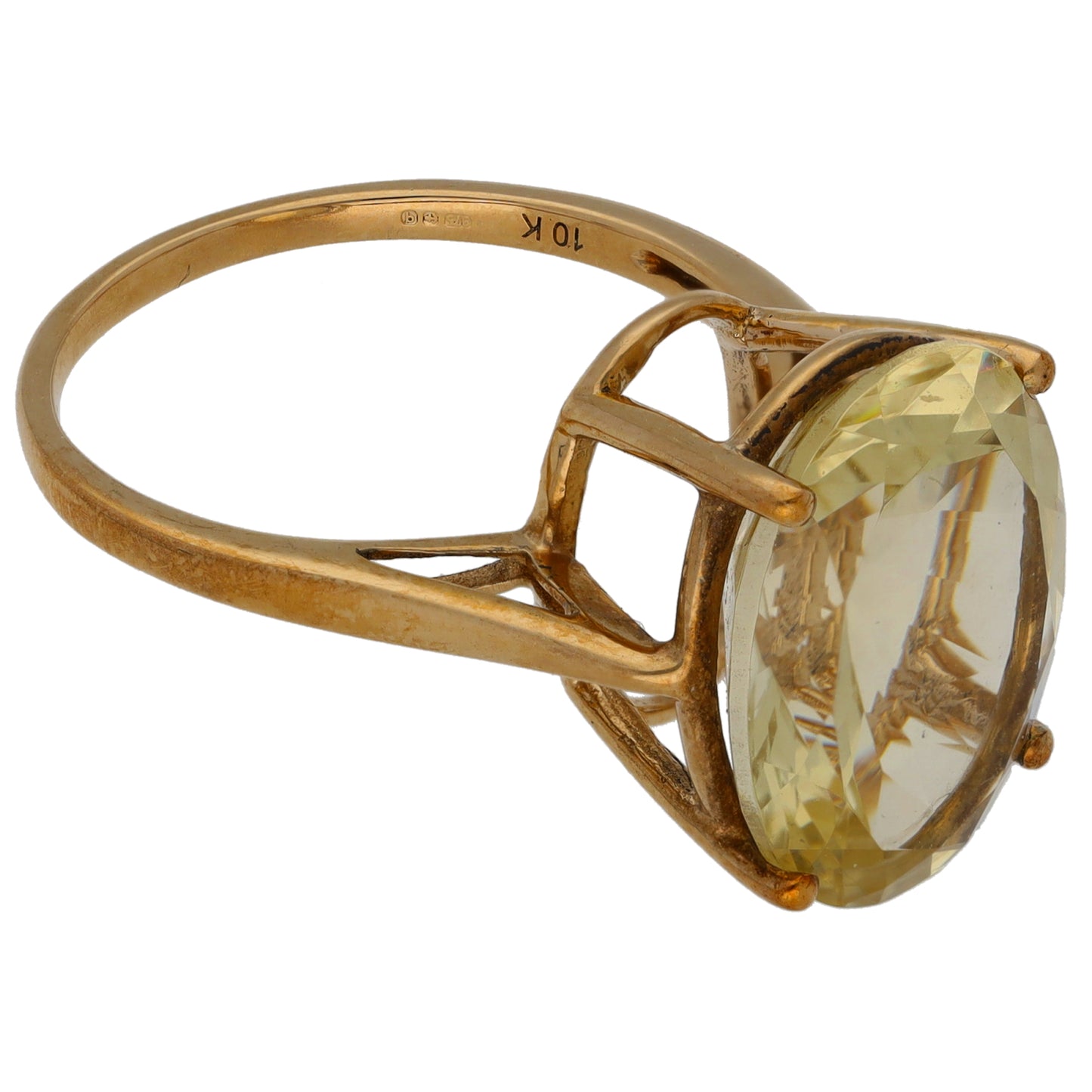 9ct Gold Green Quartz Single Stone Ring Size P