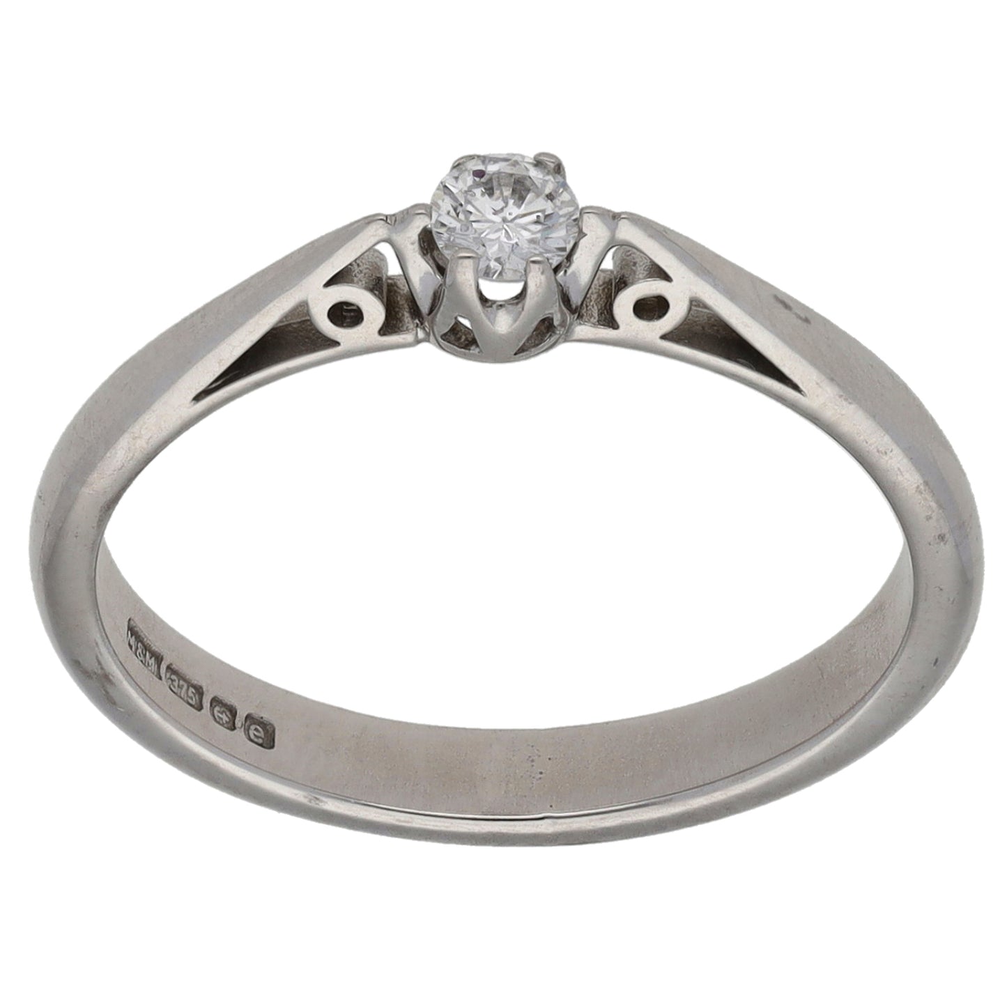 9ct White Gold 0.07ct Diamond Solitaire Ring Size K