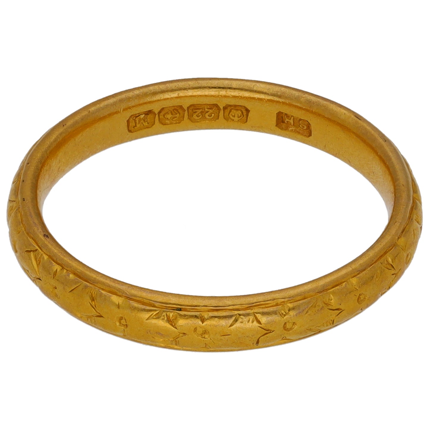 22ct Gold Patterned Wedding Ring Size M
