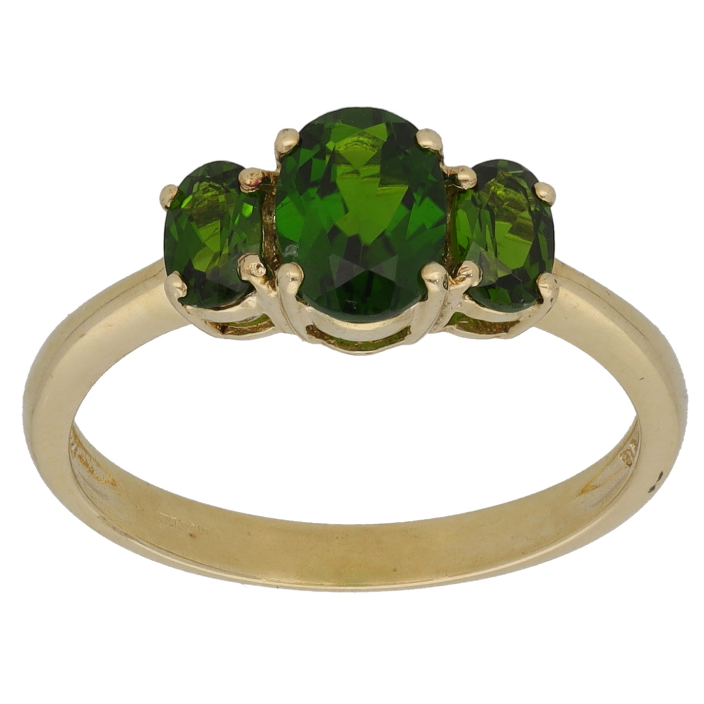 9ct Gold Diopside Trilogy Ring Size N