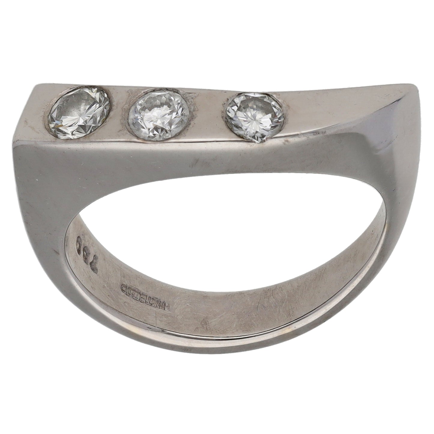 18ct White Gold 0.45ct Diamond Trilogy Ring Size L