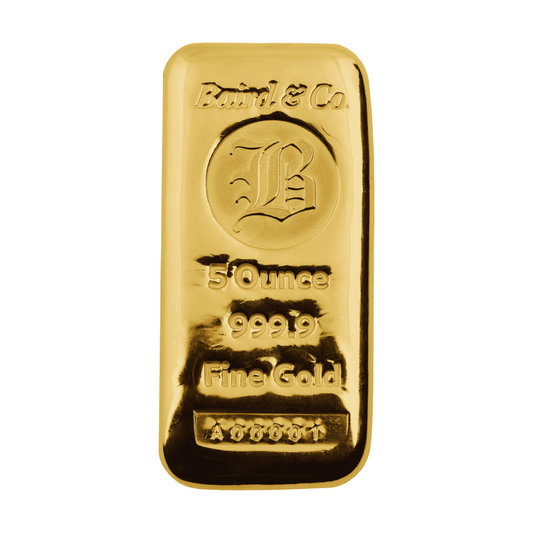 New Baird & Co 24ct 5oz Gold Cast Bar