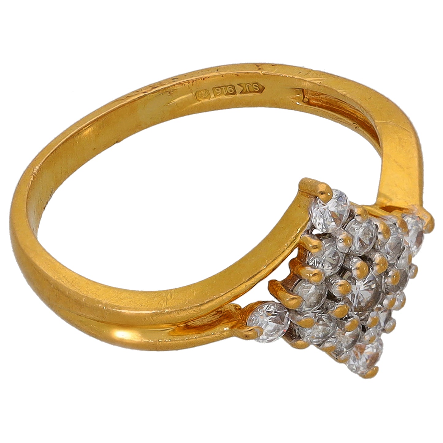 22ct Gold Cubic Zirconia Cluster Ring Size K