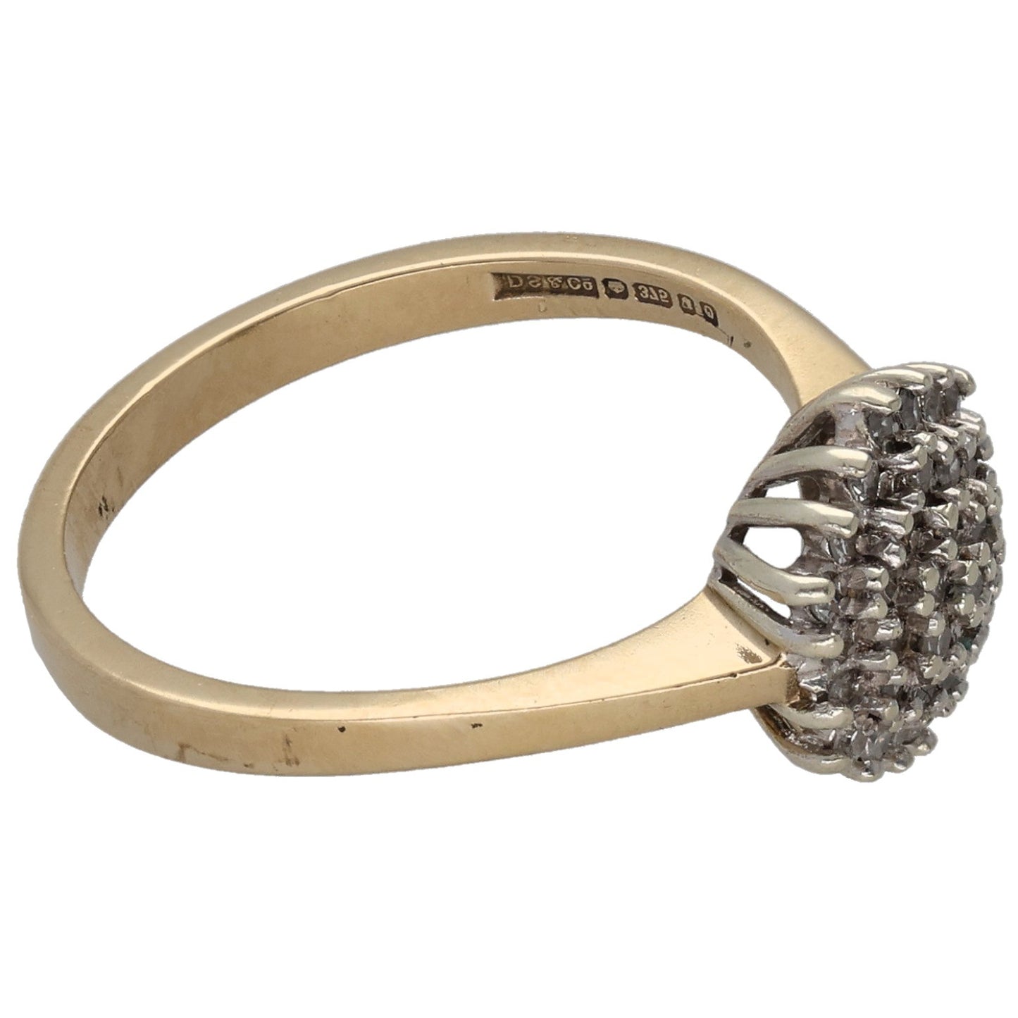 9ct Gold 0.185ct Diamond Cluster Ring Size M