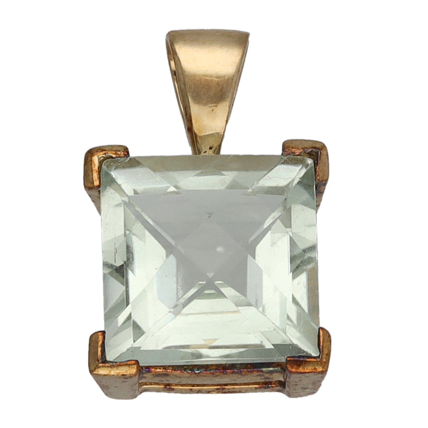 9ct Gold Green Quartz Single Stone Pendant