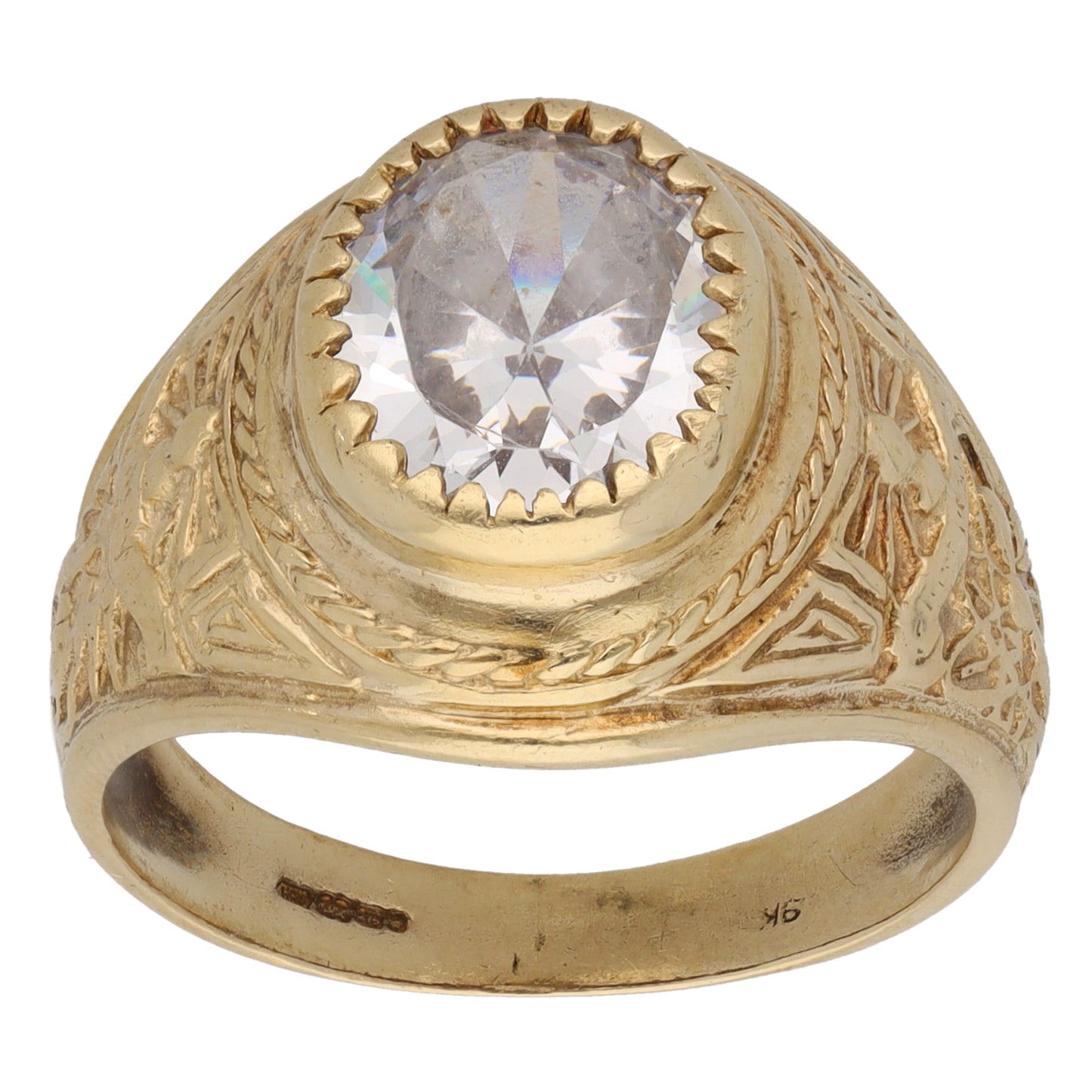 9ct Gold Cubic Zirconia Single Stone Ring Size V
