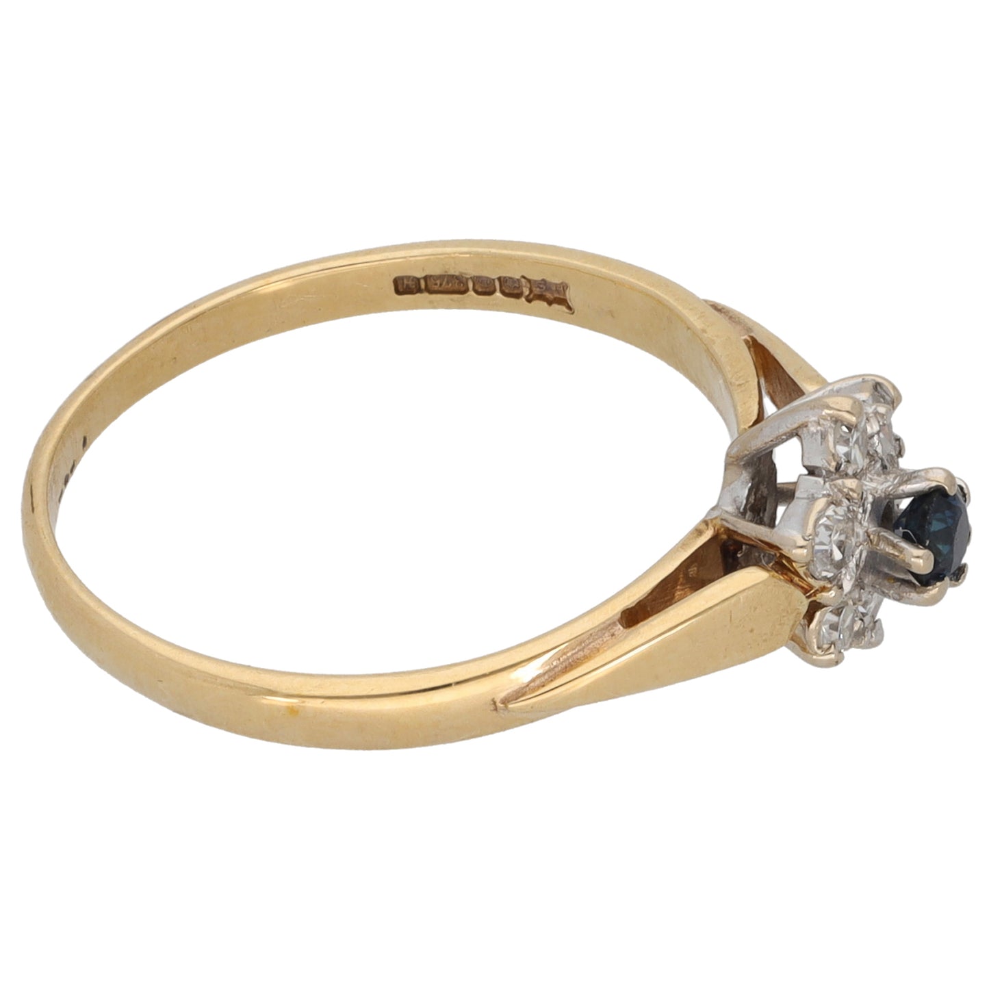 9ct Gold Sapphire & Cubic Zirconia Dress/Cocktail Ring Size N