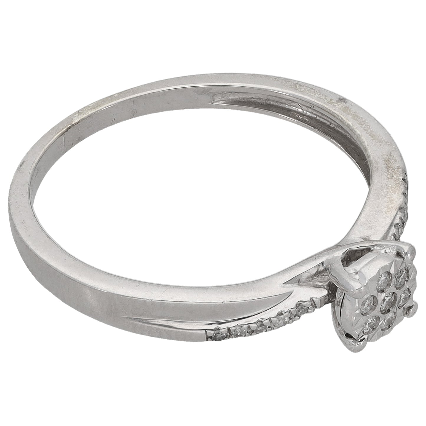 9ct White Gold 0.10ct Diamond Cluster Ring Size R