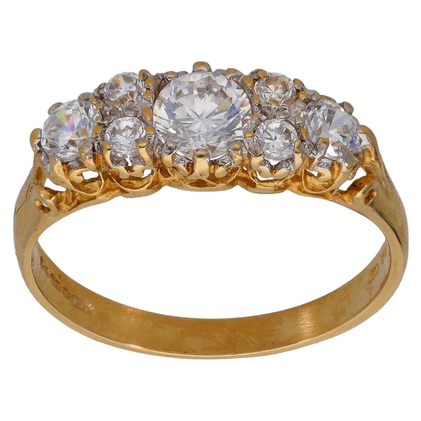 14ct Gold Cubic Zirconia Half Eternity Ring Size R