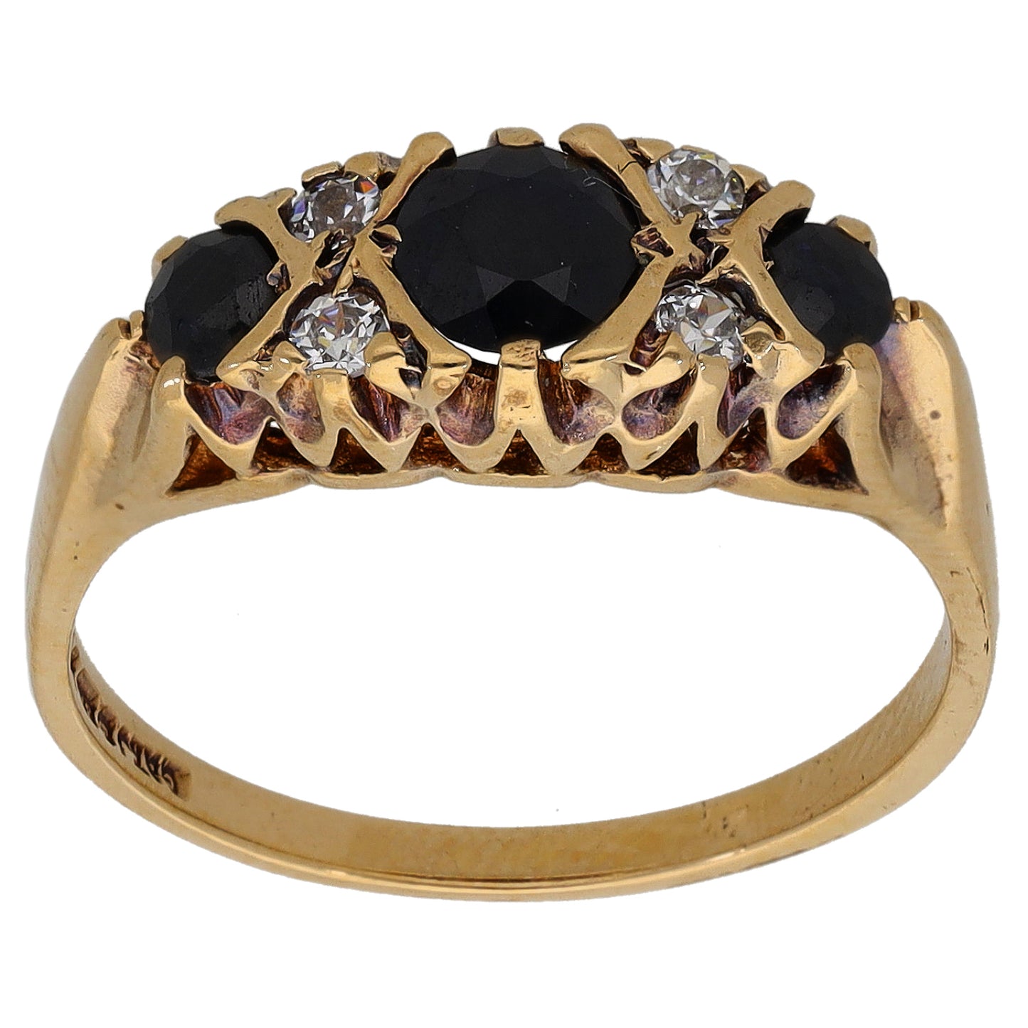 9ct Gold Sapphire & Cubic Zirconia Dress/Cocktail Ring Size O