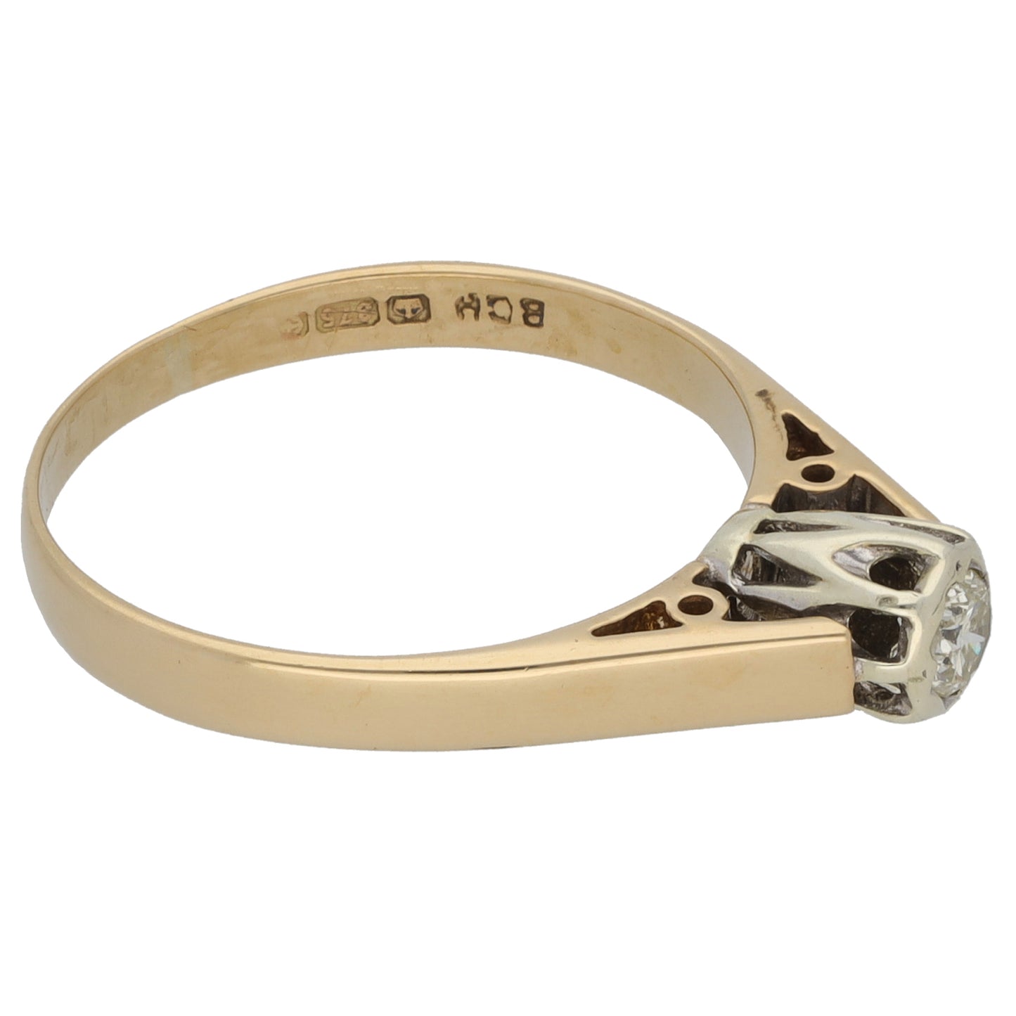 9ct Gold 0.15ct Diamond Solitaire Ring Size N