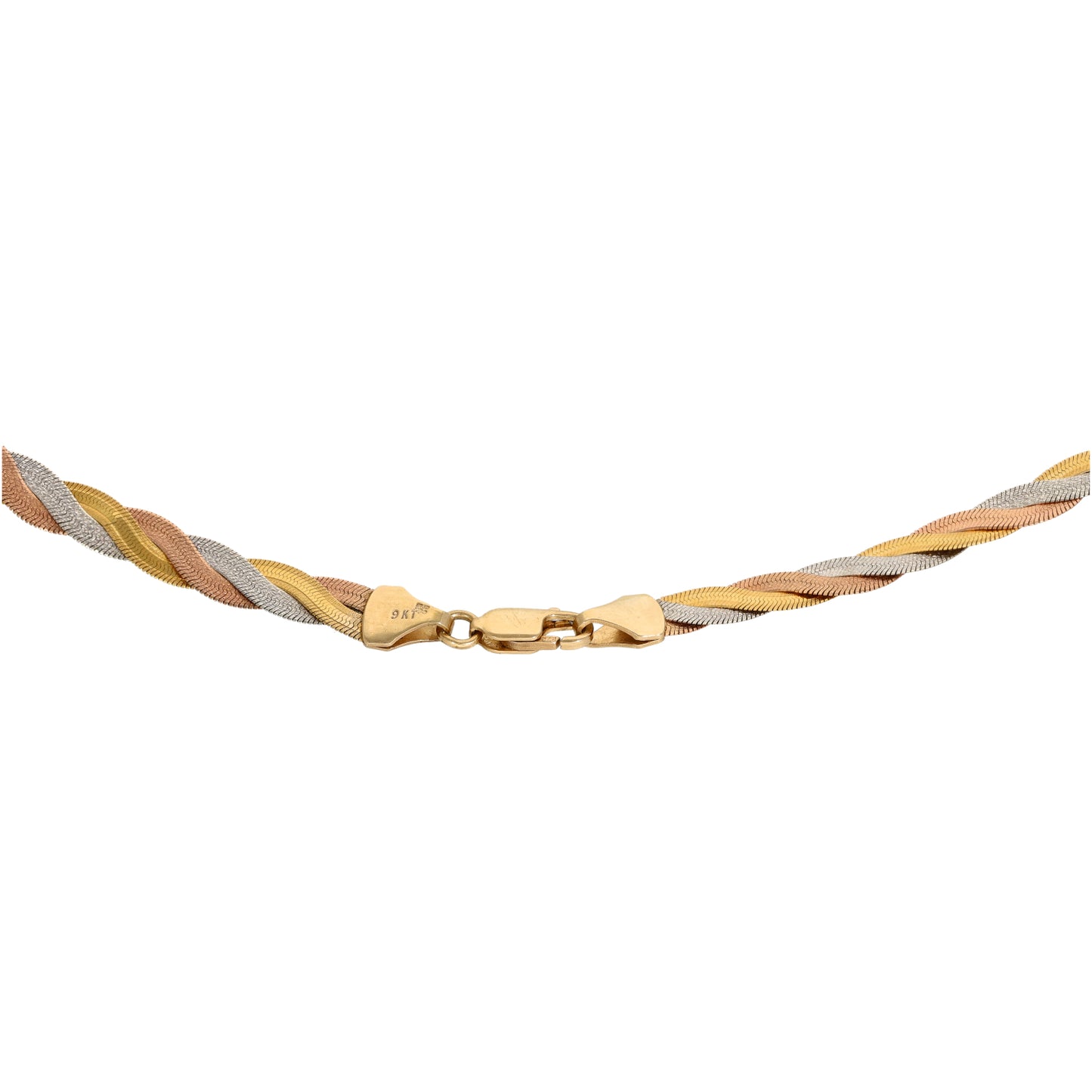 9ct Tri-Colour Gold Fancy Necklace 16"