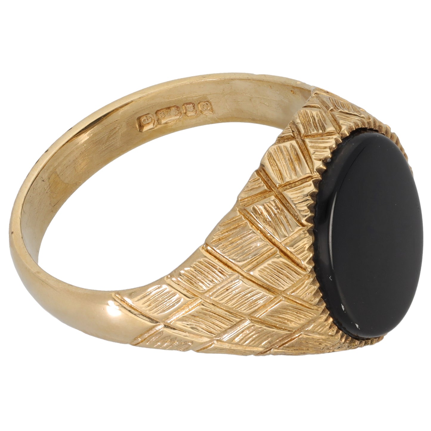 9ct Gold Onyx Signet Ring Size U