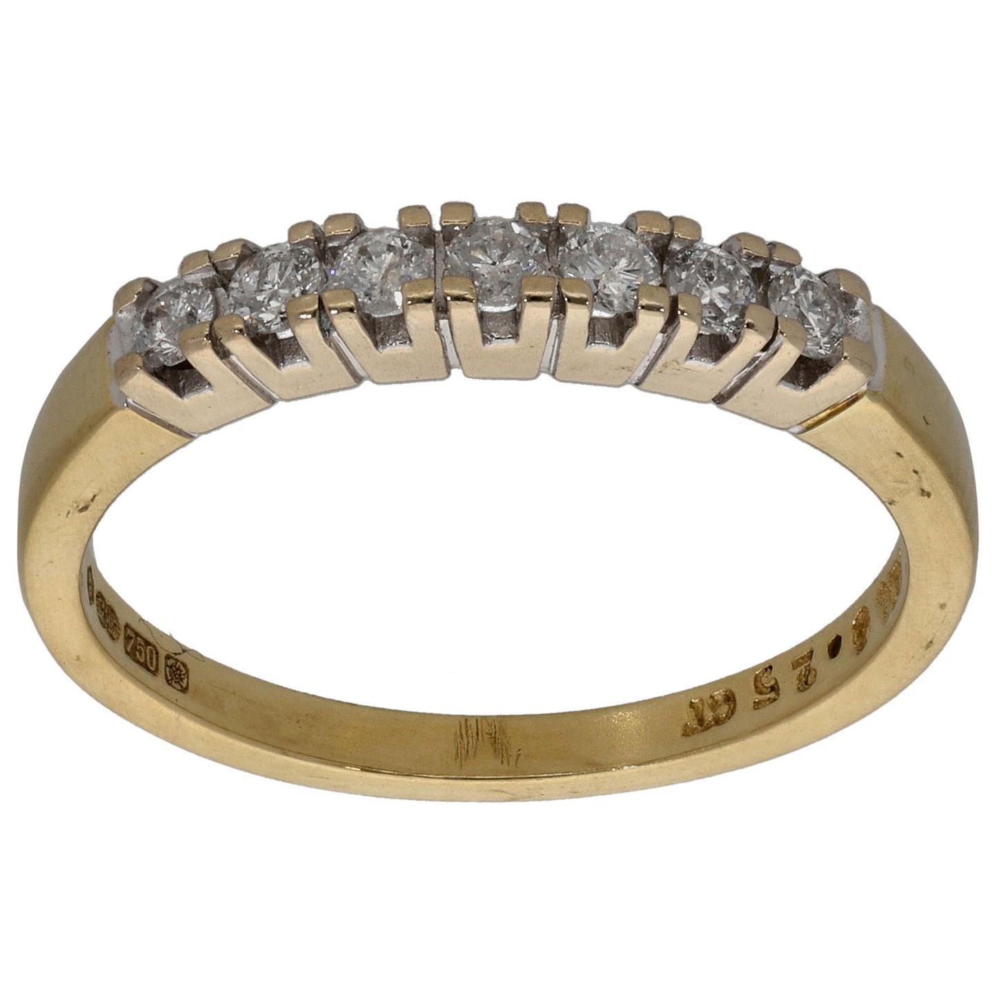 18ct Gold 0.25ct Diamond Half Eternity Ring Size N