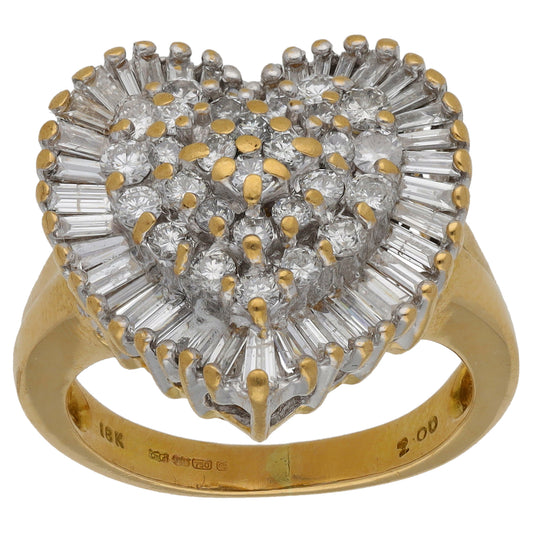 18ct Gold 2.00ct Diamond Cluster Ring Size N