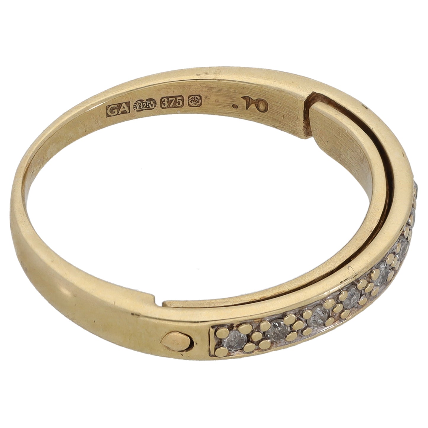9ct Gold 0.10ct Diamond Half Eternity Ring Size P