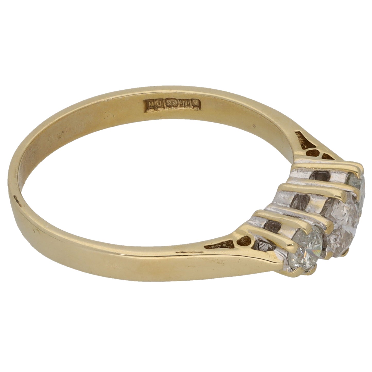 9ct Gold 0.50ct Diamond Trilogy Ring Size N