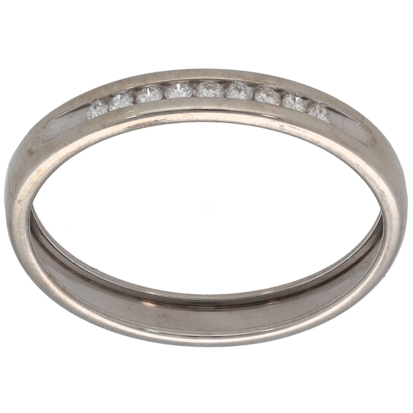 9ct White Gold 0.10ct Diamond Half Eternity Ring Size Q