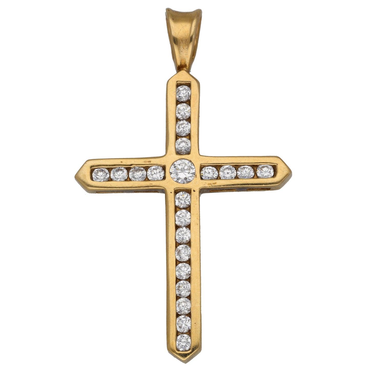 9ct Gold Cubic Zirconia Cross Pendant